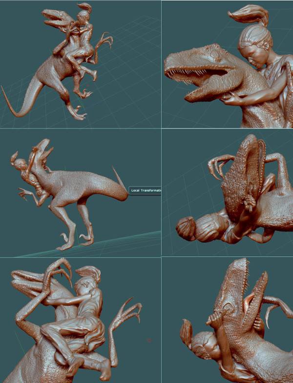 Zbrush model Rita and Raptor